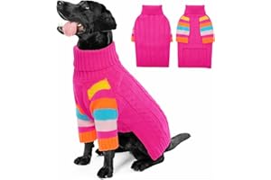 OUOBOB Dog Jumper, Large Turtleneck Pullover Winter Vest, Christmas Outfits, Pet Sweatshirt Apparel Knitwear for Girls Boys, Golden Retriever, Labrador, Rottweiler XXXL