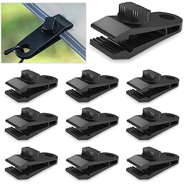 Pince pour Bâche, 10 Pièces Clips de Fixation Tente, Plastique Pince à
