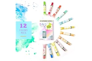 ‎TOYSBUTTY ToysButty 12 Farben Mica Pulver für Epoxidharz-Pigmentset Seifenfarben, blumige Farben in Tuben aufbewahrt, Make Up, Lipgloss, Kunstharzfarbstoff Frühlingsstimmung in der 4-Jahreszeiten-Kollektion