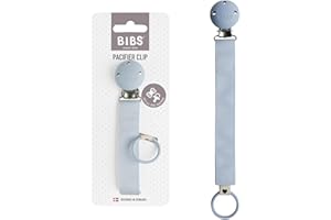 Nastro per clip per ciuccio BIBS - Fissa il ciuccio del tuo bambino con un resistente nastro di poliestere e una clip di metallo senza nichel - Compatibile con tutti i ciucci BIBS
