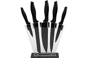 Priceless Homeware Kitchen Knife Set - 7Pcs Knife Set for Kitchen with Stainless Steel Black Color Durable & Sharp Blade Knife - Ergonomic Handle for Chopping, Slicing, Dicing, and mincing