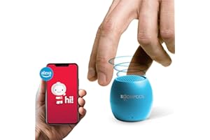 Boompods Zero Talk Mini Bluetooth Speaker with Amazon Alexa Built-In, Smart Devices - Small Wireless Waterproof Speaker IPX6, 5hr Playtime, Portable for Travel, Bathroom Shower & iPhone, Blue