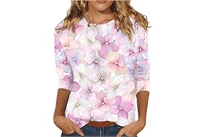 BFTHWY Top Fille Oversize Été Tendance Tshirt Sport Manche 3/4 Large Imprimé Shirt Femle