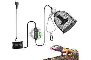 GlowUp Lampe Chauffante pour Terrarium avec et Minuterie, pour Tortues, Abat-jour E27 pour Reptiles avec 1 Lampe Chauffante Céramique 75W pour Reptiles, Tortue, Caméléon