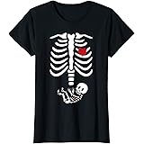 Happy Mama Damen Baby Bauch Skelett T-Shirt Jersey Oberteil f/&uuml;r Schwangere 085p