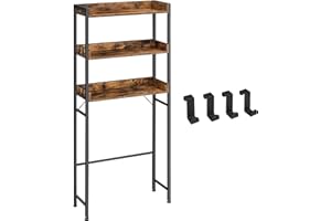 ‎VASAGLE VASAGLE Toilettenregal, 3 Ebenen, Badezimmerregal, platzsparend, einfach zu montieren, für Waschküche, industrieller Stil, rustikales Braun und Schwarz, BTS002B01