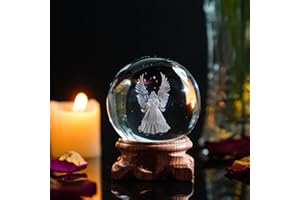 ‎HDCRYSTALGIFTS HDCRYSTALGIFTS 3D-Engel-Figuren, Kristallkugel, volle Kugel, Lasergravur, Briefbeschwerer, Heimdekoration, Handwerk (transparent)