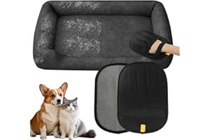 Zayin Electrostatic Pet Hair Remover Glove, 2 Pack Five Finger Pet Hair Removal Glove, Remover Glove Lint Rolls into Strips, Cat and Dog Hair-Remover Tool for Furniture, Couch & Car