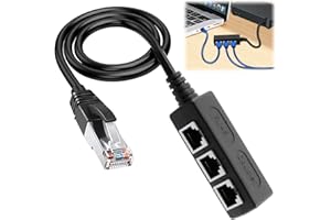 TEASTEAM RJ45 Ethernet Splitter Cable 1 Macho a 3 Hembra para Cat5, Cat5e, Cat6, Cat7, Duplicador LAN Ethernet 3 Puertos, Conector Adaptador de Red RJ45 para ADSL, Routers, Conmutadores