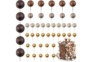 LARDUX 45 PCS Ball Cake Toppers - Baking Cake Decorations DIY Mini Balloon Cupcake Insert for Birthday Party Baby Shower Wedding - Brown