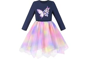 Sunny Fashion Vestito Bambina Natale Cappello di Babbo Natale Manica Lunga Festa 4-12 Anni