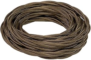 FANTON cavo elettrico tessile colore marrone treccia seta 10mt 3G0,75 filo rivestito in tessuto vintage stile retrò per lampadari applique 93866-10