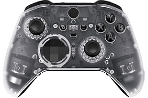 eXtremeRate Transparent Clear Faceplate Cover, Front Housing Shell Case Replacement Kit for Xbox One Elite Series 2 Controller Model 1797 - Thumbstick Accent Rings Included