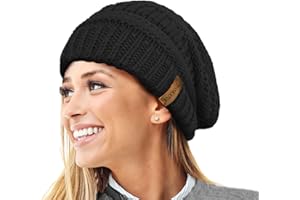 TOSKATOK Gorro de Invierno de Punto Holgado cálido para Mujer con Gorro de esquí con Forro térmico de Terciopelo Supersuave