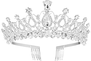 FRCOLOR Diadema de cristal para novia, con peine, para bodas, fiestas de cumpleaños