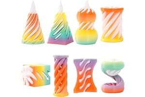 EPUNK 8-Pack 3D Printed Spiral Fidget Toys | PLA Stress Relief Toys for Adults & Kids | Impossible Cone & Pyramid Design (Vibrant Colors) (Colored E (8pcs))