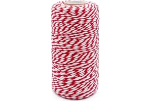 LEECOGO Christmas Twine String, 2mm,100m,Red White Baker's String for Crafts, Baking, Gardening, DIY Home Decoration