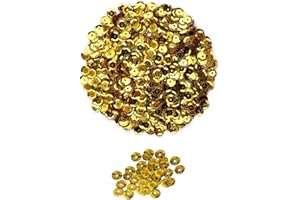 BESSY SHOP Rund-Pailletten zum Nähen,2800 Pailetten Gold zum Aufähen DIY Basteln - Ø 6mm, 30g Beutel Pailletten zum aufnähen, aufkleben,Nähen, Kunst, DIY, Schmuck basteln.