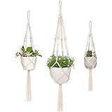 Mkouo Makramee Pflanzenhänger 3 Different Sizes Hängende Pflanzen for Indoor Outdoor Blumentopfhalter Boho Home Decor