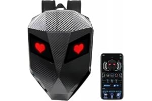 MENDUNER Sac à Dos de Moto pour Hommes, Sac à Dos de Moto Programmable, Sac à Dos LED à Coque Rigide, Sac à Dos Numérique texturé en Fibre de Carbone étanche pour Moto de Voyage