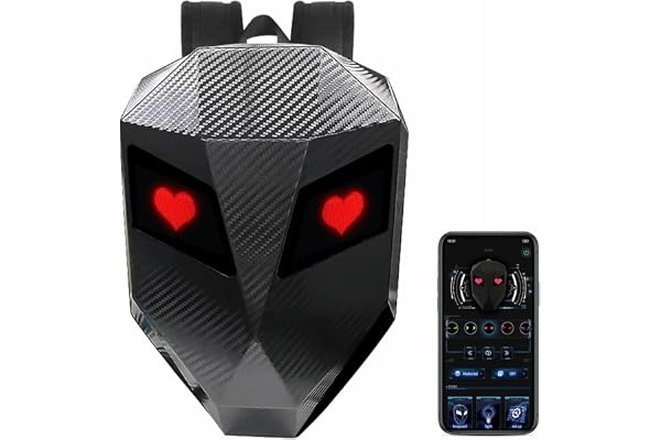 Sac à Dos de Moto pour Hommes, Sac à Dos de Moto Programmable, Sac à Dos LED à Coque Rigide, Sac à Dos Numérique texturé en Fibre de Carbone étanche pour Moto de Voyage