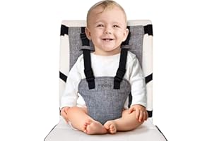 Mineto Chaise Nomade Bebe Portable Ultra-Légère, Harnais Sécurisé 3 Points, Rehausseur chaise enfant de voyage Facile à Transporter, Siege Bebe Assis de 6 Mois à 3 Ans, Lavable et Universel Gris