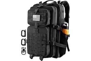 Hannibal Tactical Sac à dos Style Tactique Militaire, 40L Grand Volume Molle 3 Jours Sac d'assaut militaire, pour Randonnée, Alpinisme, Escaladed, École, à dos de chasse, Mousqueton D Forme