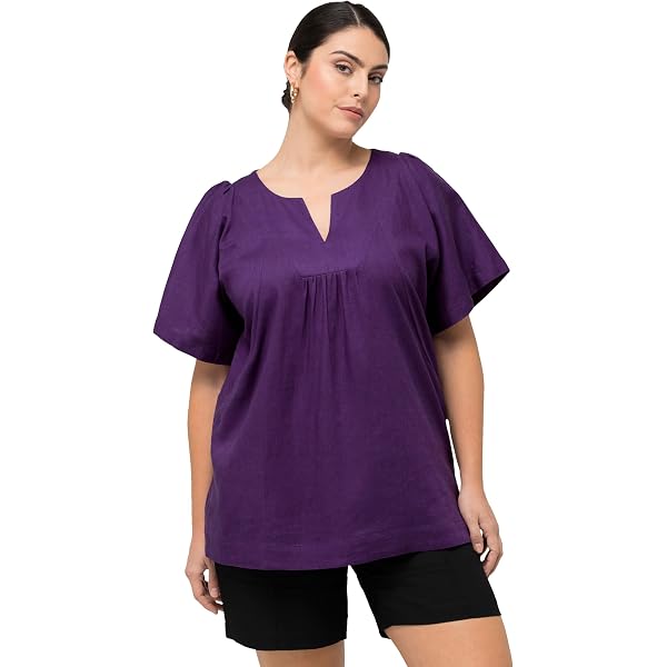 Ulla Popken Damen T-Shirt Mit Spitzeneinsatz Und Rüsche – Lässiges Shirt Mit Femininen Details