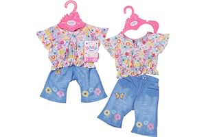 Zapf Creation-Baby Born Trendy Jeans-per Bambole da 43 cm-Include Maglietta, Pantaloni e Appendiabiti-Facile per Le Mani Piccole-Promuove empatia e abilità sociali-età: 3+ Anni, Colore, 832677
