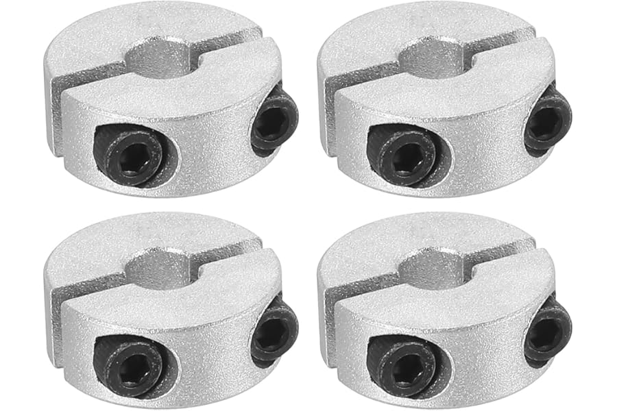 PATIKIL Bore 6mm Double Split Shaft Collar 20mm OD 8mm Thickness, 4 Pack Aluminum Alloy Locking Collar Clamp Style with Set Screw for Machine Tools Industry, Silver