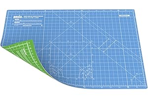 Ansio A3 Tapis de Découpe à Double Face Auto-cicatrisant à 5 Couches de impérial/métrique 17 Pouces x 11 Pouces / (42 cm x 27 cm) - Bleu Ciel/Vert Citron