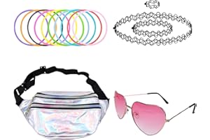 GADITIEK Accessoires et tenues des années 90 et 80, malle, sac banane, lunettes cœur rose, chaîne tatouage 90s