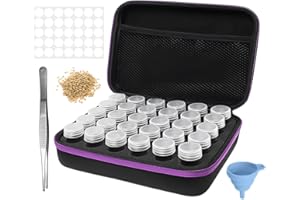 HOMURY Caja de almacenamiento de semillas organizador: caja de semillas con 30 botellas, etiquetas adhesivas, embudo, pinzas, apagón, caja de almacenamiento reutilizable para semillas de flores,