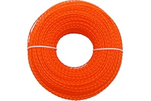 COSY GARDEN TOOLS Fil pour Debroussailleuse Orange Torsadés Fil Debroussailleuse 2mm Renforce Premium Nylon Fil Debroussailleuse 123M Convient À La Plupart des Têtes De Coupe Standard pour Le Désherbage du Jardin