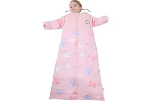 Chilsuessy Baby Sleeping Bag 2.5 Tog Winter Sleeping Sack Wearable Blanket for Kids, Adjustable Length, Removable Sleeves, Toddler Sleeping Bag for Boys Girls, 2.5 Tog/Pink Rabbit, 120cm/3-6 Years