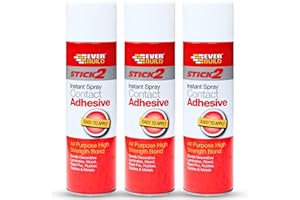 BUILDWARE 3x Stick2 All-Purpose High Bond Strength Contact Spray Adhesive 500ml – Strong Bond for Wood, Metal, Plastic, Leather & More