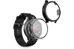 kwmobile 2 x fodral kompatibelt med OnePlus Watch 2/OPPO Watch X fodral – plast och glasfodral – aktivitetsfodral – i transpa