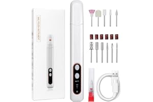 QILNYEH Ponceuse pour Ongles Professionnelle, 12 en 1 Lime a Ongle Electrique, Ponceuse pour Ongles avec USB 15000RPM, Portable Kit de Manucure Pedicure Salon et Maison (15CM)