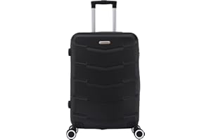 TROLLEY ADC - Valise Cabine 55x34x23 - Rigide, Légère 2,5 Kg - 39 litres - 4 Doubles Roues Silencieuses - Maniable, Pratique et Étanche - Collection Wall - Noir
