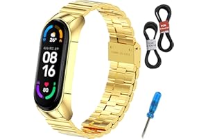 MIJOBS Correa de Metal para Xiaomi Band 6 Pulsera Miband 5/4/3 Correas de Reloj Miband 6 Correa de Acero Inoxidable Pulsera de Repuesto Compatibles con Xiaomi Mi Band 6/5/4/3 Correa de Metal