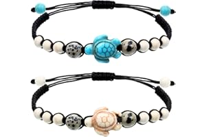 WILLBOND 2 Pieces Promise Friendship Handmade Meaning Distance Matching Bracelet Gift for Best Friend Couple Lover Girls, Adjustable Cord Bracelets with 1 Wish Card (Schildkröte)