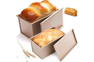 DUBUOZA Lot de 2 moules à pain antiadhésifs avec couvercle - Avec couvercle - Convient pour la cuisson du pain, des pâtisseries et des gâteaux