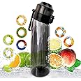 ROUNY Air Water Bottle with Flavor Pod, Flavored Water Bottle, Leak Proof and BPA Free Sports Water Cup with Straw, Fruit Fragrance Water Bottle for Outdoor Sports Flavoured Water Bottle (Black)
