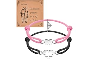 CheersLife Bracelet Couple - Magnetic Bracelet Couple - Bracelets Couple Cœur,Cadeau de Noël,Bracelet Cadeau Couple,Bracelet Cadeau,Cadeaux pour la Saint Valentin,Hommes Femmes Amitié Famille Couple