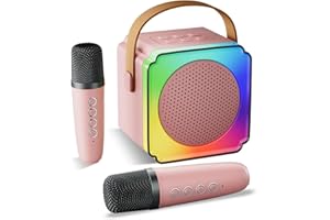 Lavliy Karaoke Machines Kids Toys Age 3-12 Year Old Girl Gifts for 3-12 Year Olds Girls Toys Age 3-12, Mini Karaoke Machine 2 Microphones for Kids Microphone Gifts for Girls Birthday Presents (Pink)