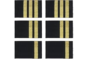 SUPERFINDINGS 3 paires 3 styles D'Épaulettes D'Uniforme de Pilote en Polyester Noires Épaulettes D'Aviateur Planches D'Épaule D'Uniforme Curseurs avec Rayures Dorées 80x50x2mm