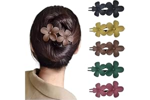 Ypkia Lot de 5 barrettes à cheveux en forme de fleur - Pour femme et fille - Noir mat
