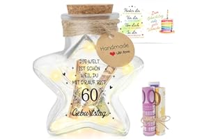 MOTONG 60 Geburtstag Frau Mann, Flaschenlicht Geburtstag, 60 Geldgeschenke Geburtstag Verpackungen, 60 Geburtstag Geschenk Nachtlicht Geschenke Deko, Coole Geschenkideen zum 60 Geburtstag Tischdeko