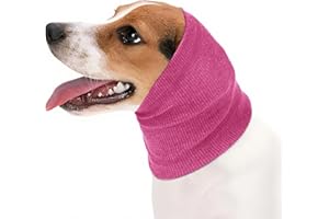 HRLORK Dog Snood Soft Hats for Dog Ear and Neck Warmer Pet Protectors for Anti-anxiety Reducing Noise-Medium-Pink
