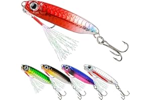 TABKSOLA Esche per la pesca, set di esche metalliche, esche rotanti, set di esche lucide per pesci predatori, esche da pesca per acqua dolce e salata resistenti e ben fatte.